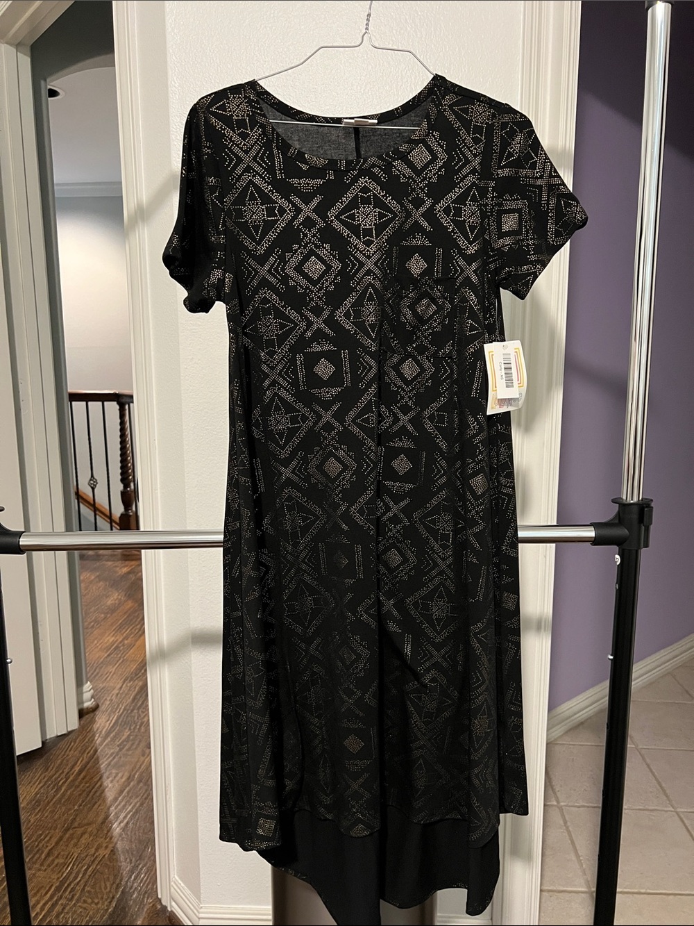 LuLaRoe Black Geometric Midi Carly Dress
